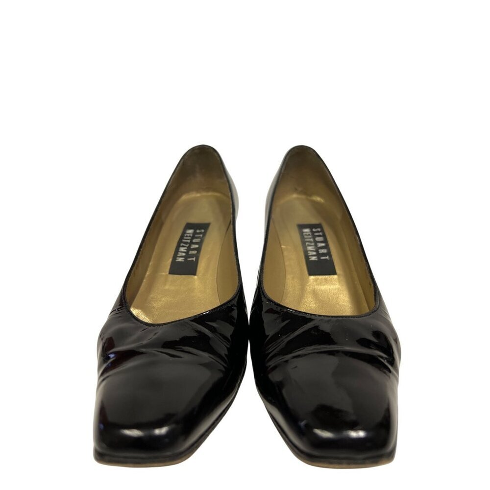 Stuart Weiztman Women's Shoes Patent Leather Black Slip On Heels Size 6.5 - Picture 3 of 9